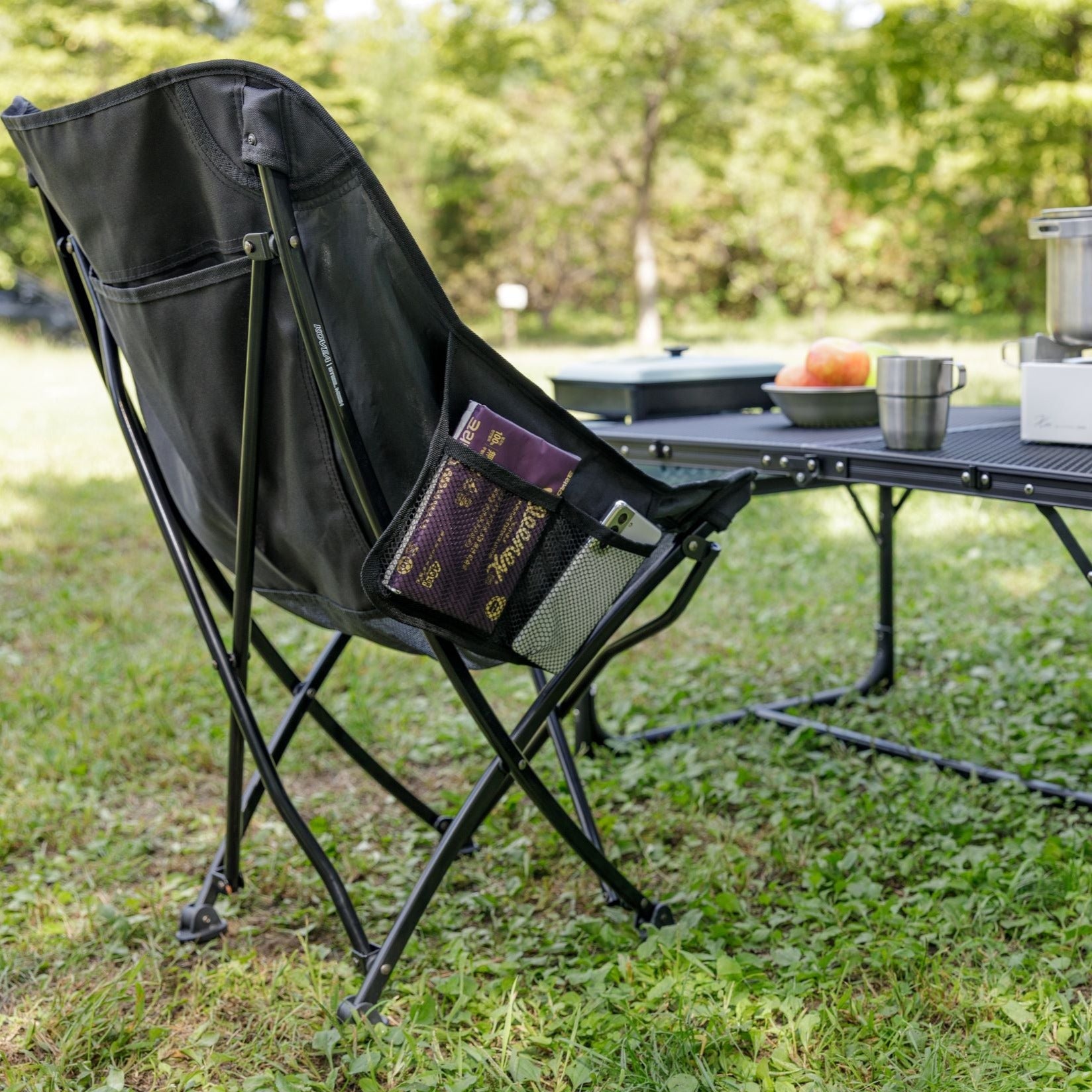Mesh Camp Chair STEEL MESH ONE ACTION CHAIR (BLACK) Kovea Camping
